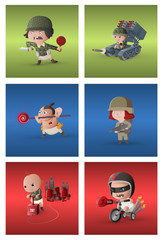 military babys attack with dangerous guns vector