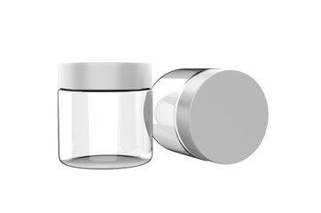 Blank plastic cosmetic jar realistic packaging mock up template, 3d rendering illustration.