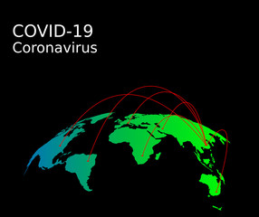 Map of infection coronavirus spread in the world