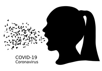 Silhouette of human head and protective medical mask