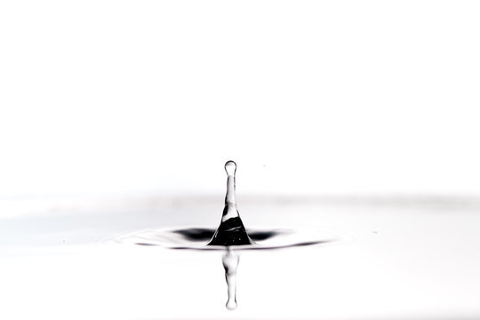 water drop in black and white background