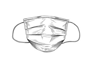 Surgical, Medical Face Mask that protects airborne diseases, viruses. Coronavirus. Defence from air pollution. Vector illustration