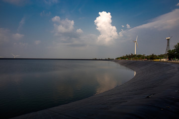 Close-up view of the road that passes through the canyon in the summer, there is a change of forest color and there is no heavy traffic which is convenient for traveling