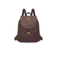 Backpack in a flat style is isolated on a white background. Vector illustration