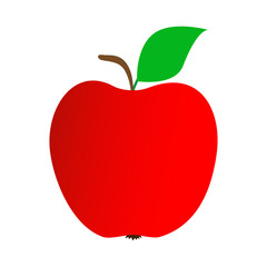 Fresh ripe red apple isolated on a white background. Vector icon vitamin illustration