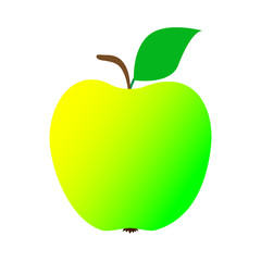 Fresh ripe green apple isolated on a white background. Vector icon vitamin illustration