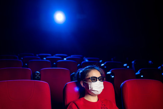 sick person cinema mask watch movie public virus