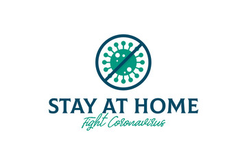 Stay at Home, Fight Coronavirus Logo