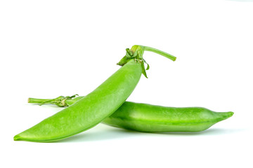 Green peas isolated on white background