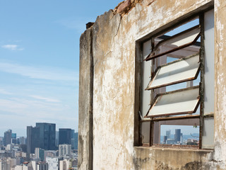 Abandoned house with view at the city of Rio de Janeiro