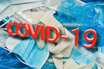 COVID-19 sign for creating posters, banners or news articles about coronavirus. Coronavirus protection. Prevention the spread of COVID-19.