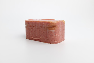 Canned ham on a white background