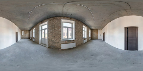 Empty room without repair in old building. full seamless spherical hdri panorama 360 degrees in...