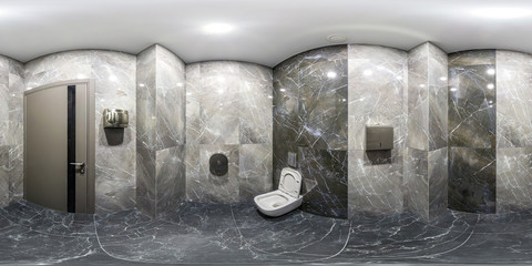 full seamless spherical hdri panorama 360 degrees angle view in interior wc restroom in modern...