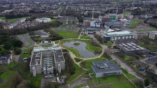 Aerial view of University College Dublin(UCD) is a research university in Dublin, Ireland, and a member institution of the National University of Ireland. UCD originates in a body founded in 1854.
