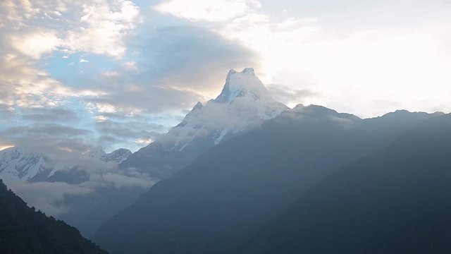 Machapuchare - The Fishtail Mountain, Nepalese Himalayas - Sunrise Timelapse