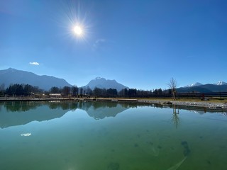 Beautiful lake mountain panorama