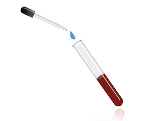 blood testing in laboratory, blood testing with transparency tube. proper with reagent