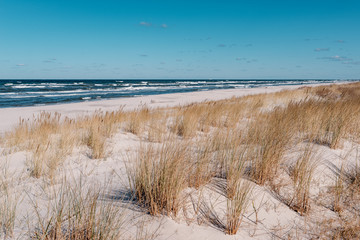 Fototapeta na wymiar Spring view of the beach on the Baltic Sea in Poland