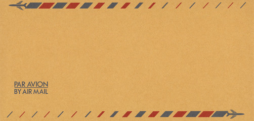 Luftpost airmail Umschlag envelope vintage retro blank blanco air mail braun brown Japan Nippon Flugzeug plane Post letter mail Brief - obrazy, fototapety, plakaty