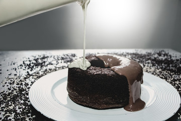 Delicious volcano-style chocolate cake.