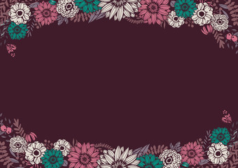 アンティークカラー レトロな花柄の背景素材 手書きイラスト 結婚式招待状 サロンdm Wall Mural Ayumi Taka