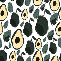 doodle avocado pattern background vector illustration hand draw design