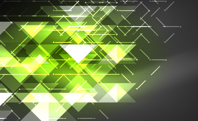 Abstract background, mosaic triangle pattern with transparent effects on glowing neon shiny backdrop. Vector Illustration For Wallpaper, Banner, Background, Card, Book Illustration, landing page