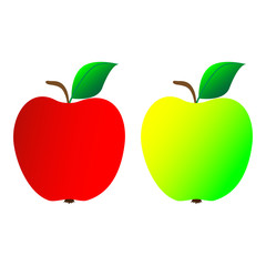 Two fresh ripe apples icon on a white background. Vector illustration isolated