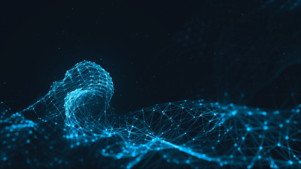 Abstract polygonal space low poly dark background with connecting dots and lines. Connection structure. Science background. Futuristic polygonal background. Triangular background. Wallpaper. Business