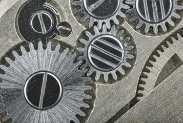 steel clockwork close-up