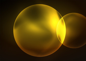 Glowing neon shiny transparent bubbles, glass circles or bio cell concept. Techno futuristic vector abstract background For Wallpaper, Banner, Background, Card, Book Illustration, landing page
