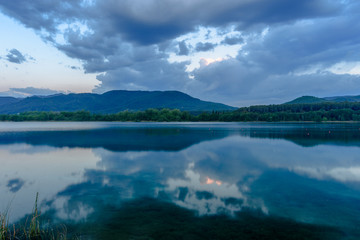 Blue morning at Banyoles Lake (Catalonia, Spain)