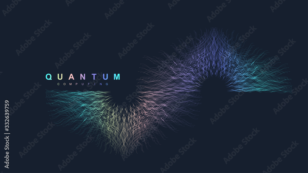 Aufkleber Quantum computer technology concept. Sphere explosion background. Deep learning artificial intelligence. Big data algorithms visualization. Waves flow. Quantum explosion, vector illustration.