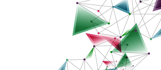 Line points connections, triangular technology design. Abstract geometric background