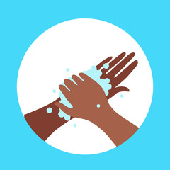Washing hands with soap and water properly cartoon vector illustration.