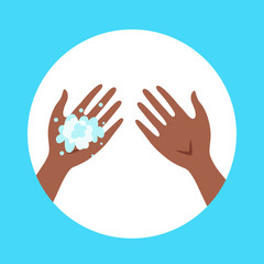 Washing hands with soap and water properly cartoon vector illustration.