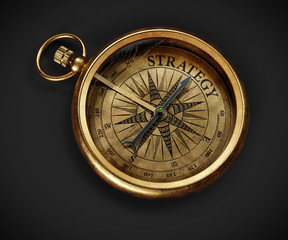 Vintage compass isolated on black background 3d