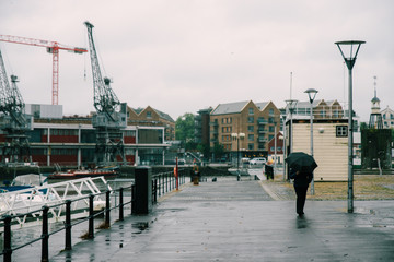 Bristol Harbourside on a rainy day