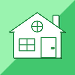 House Logo on Green Background, Sale Buying Property Illustration