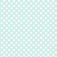 Polka dot seamless pattern. White dots on blue background.