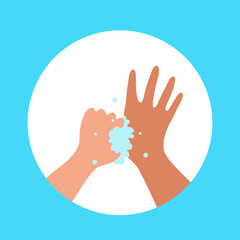 Washing hands with soap and water properly cartoon vector illustration