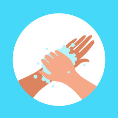 Washing hands with soap and water properly cartoon vector illustration
