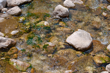 Mountain creek with a rocky bottom, Turkey.
