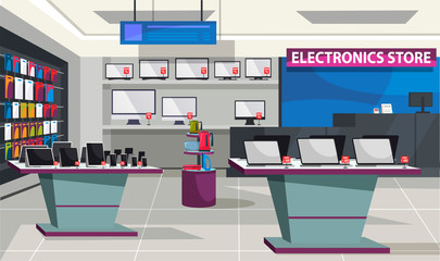 Consumer electronics store with showcase interior