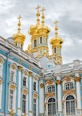 Fototapeta na wymiar The Golden domes of Catherines Palace in Pushkin, Russia