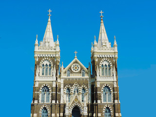 Mount Mary Church in Bandra West, Mumbai Maharashtra on a clear sunny day - This church is located...