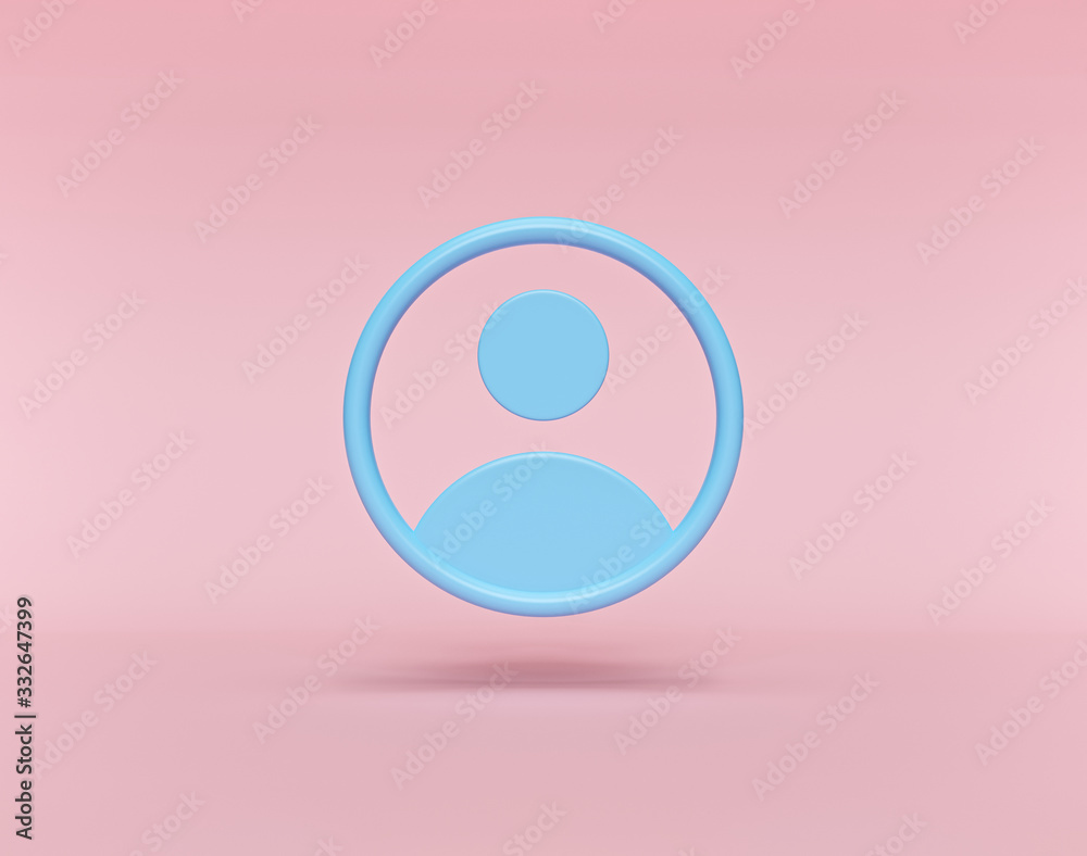 Wall mural user profile icon or symbol isolated. minimal design. 3d rendering