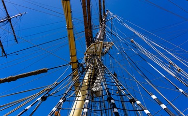 Sailing ropes of ship