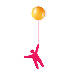 vector flying balloon and man